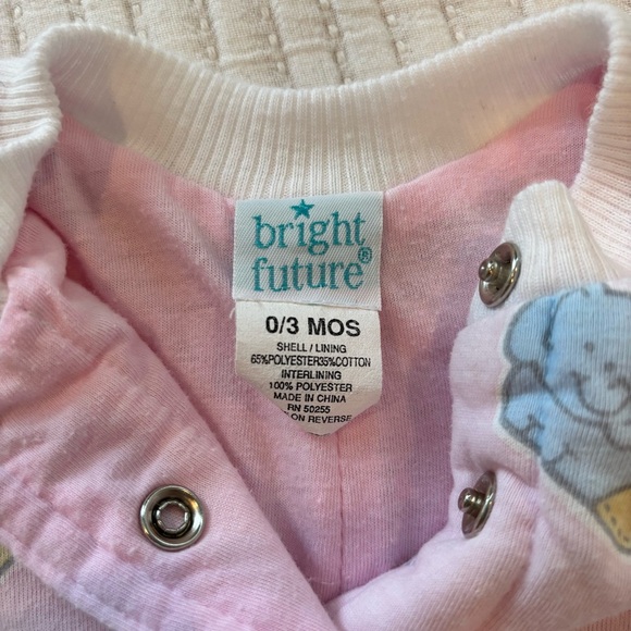 Bright Future Vintage Baby Girl One Piece Puffer Sleeper Alphabet Animal 0-3 mos - Picture 5 of 8